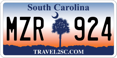 SC license plate MZR924