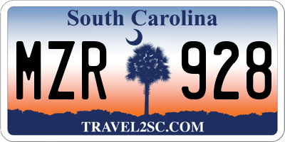 SC license plate MZR928