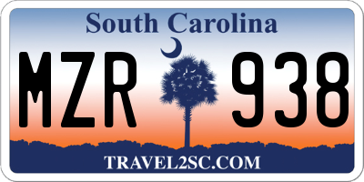 SC license plate MZR938
