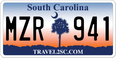 SC license plate MZR941