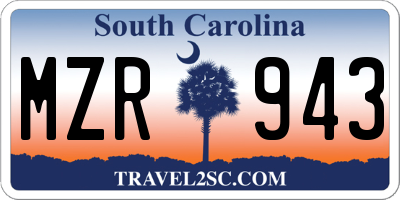 SC license plate MZR943