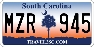 SC license plate MZR945