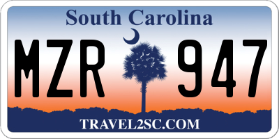 SC license plate MZR947