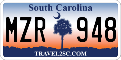 SC license plate MZR948