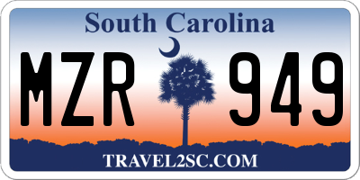 SC license plate MZR949
