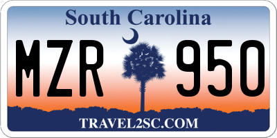 SC license plate MZR950
