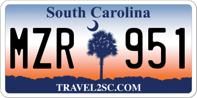 SC license plate MZR951