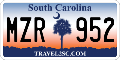 SC license plate MZR952