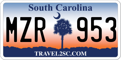 SC license plate MZR953