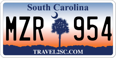 SC license plate MZR954