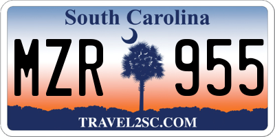 SC license plate MZR955