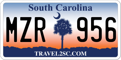 SC license plate MZR956