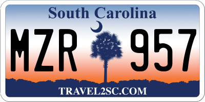 SC license plate MZR957