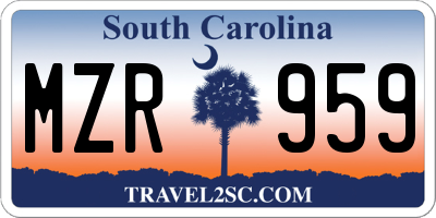 SC license plate MZR959