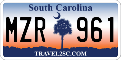 SC license plate MZR961