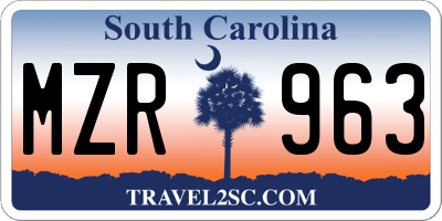 SC license plate MZR963