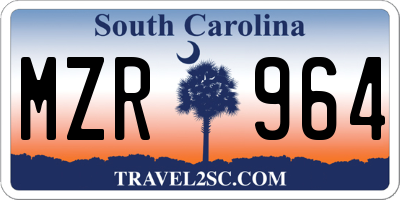 SC license plate MZR964