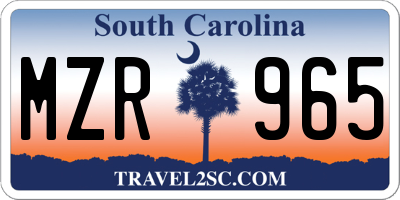 SC license plate MZR965