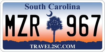 SC license plate MZR967