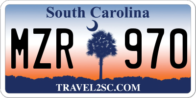 SC license plate MZR970