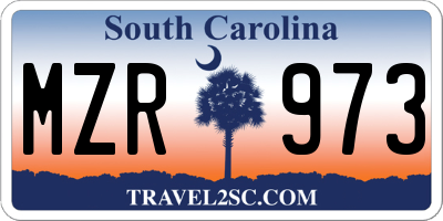 SC license plate MZR973