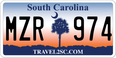 SC license plate MZR974