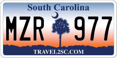 SC license plate MZR977