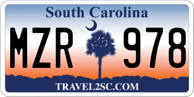 SC license plate MZR978