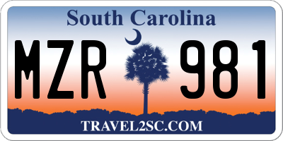 SC license plate MZR981