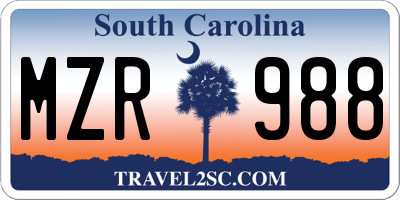 SC license plate MZR988