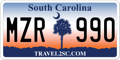 SC license plate MZR990