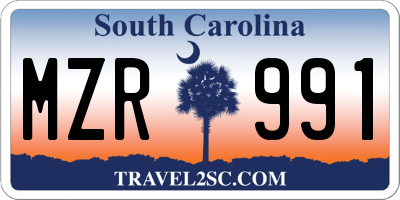 SC license plate MZR991