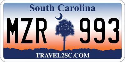 SC license plate MZR993