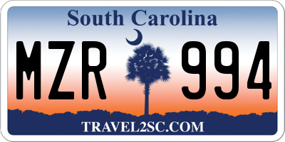 SC license plate MZR994