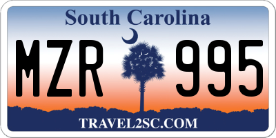 SC license plate MZR995