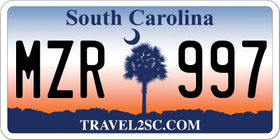 SC license plate MZR997
