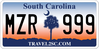 SC license plate MZR999