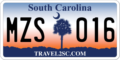 SC license plate MZS016