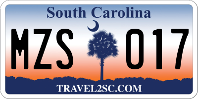 SC license plate MZS017