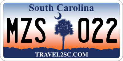 SC license plate MZS022
