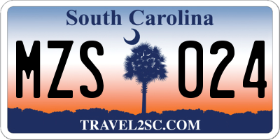 SC license plate MZS024