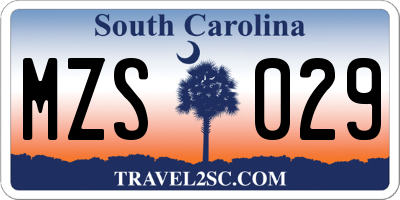 SC license plate MZS029