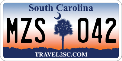 SC license plate MZS042