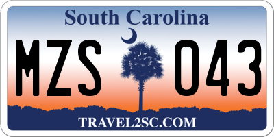SC license plate MZS043