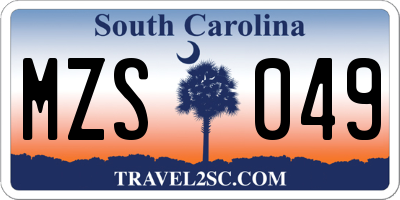SC license plate MZS049