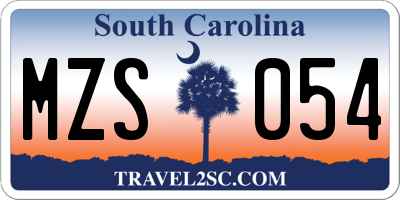 SC license plate MZS054