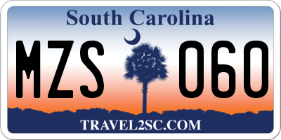SC license plate MZS060
