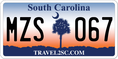 SC license plate MZS067