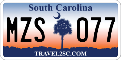 SC license plate MZS077