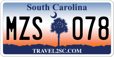 SC license plate MZS078